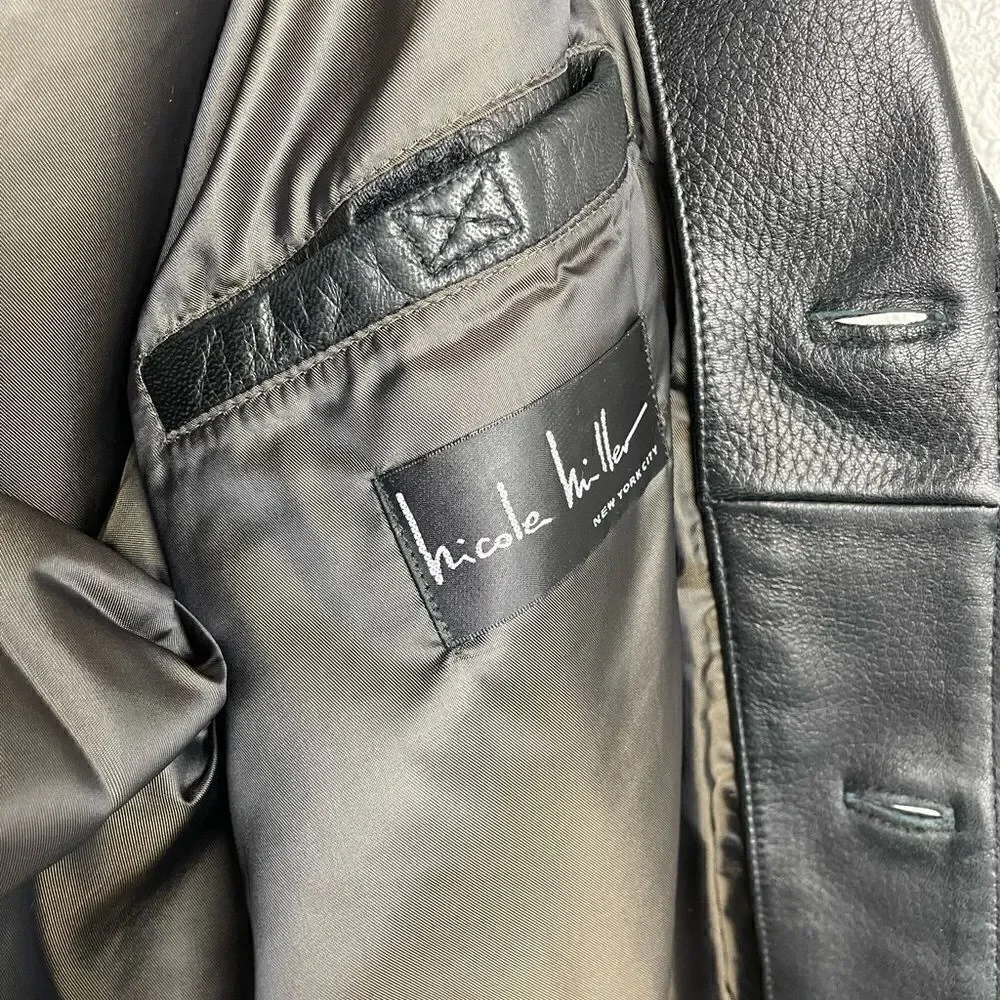 Nicole Miller New York Black Leather Jacket Size XL EUC